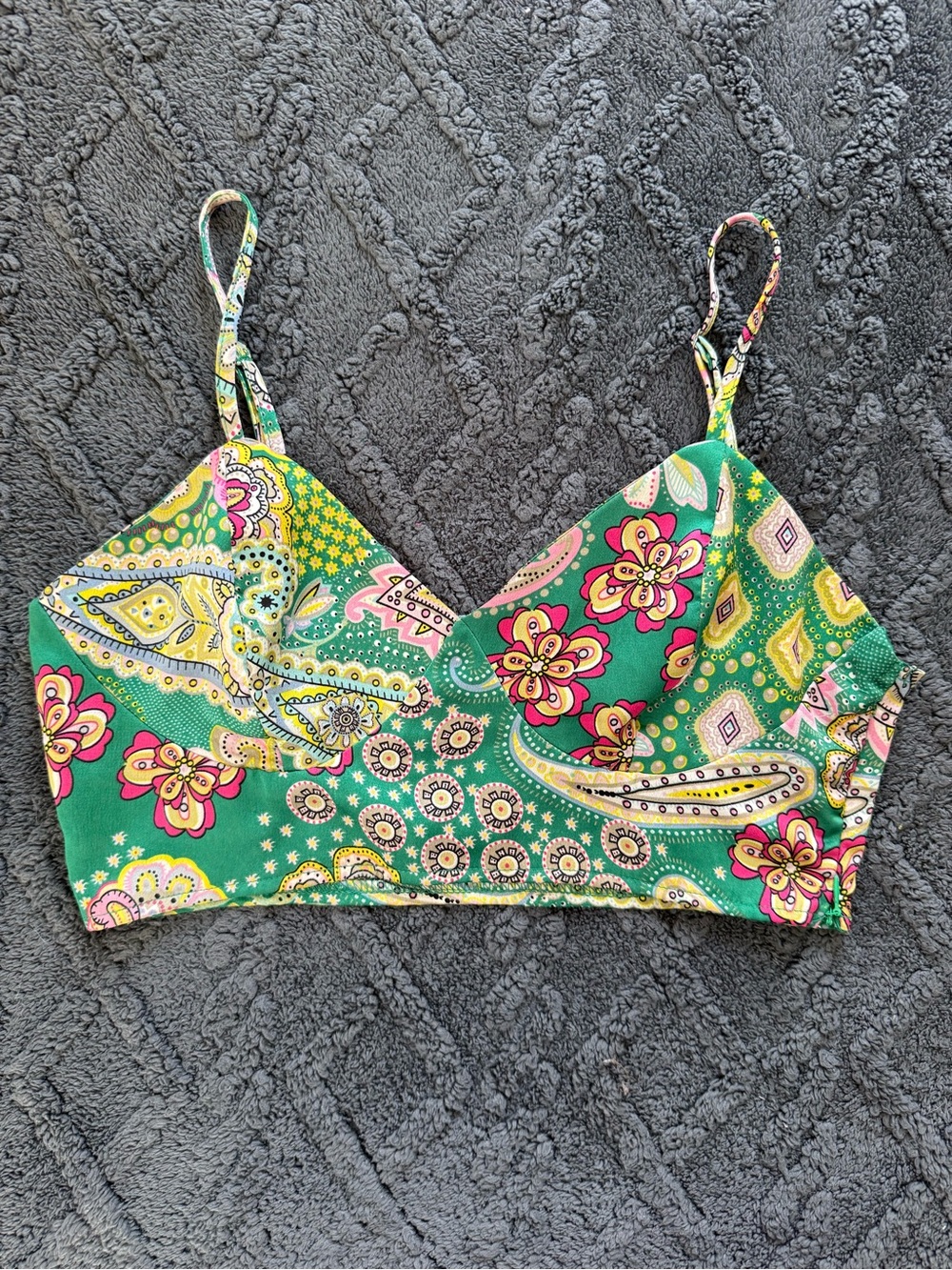 Nasty Gal Green Paisley Floral Bralette Camisole